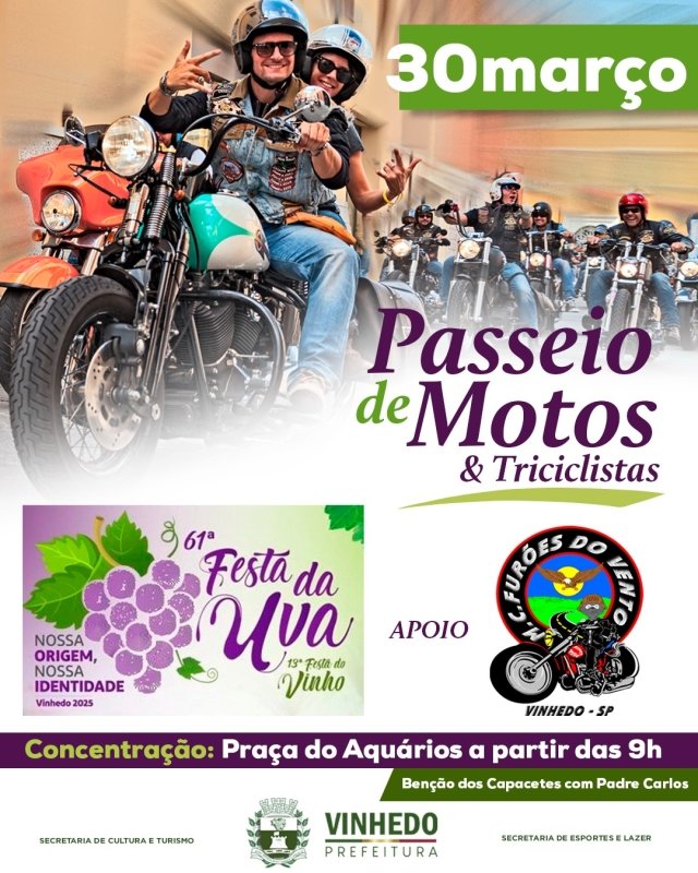 Tradicional Passeio de Motociclistas e Triciclistas é atração na Festa da Uva